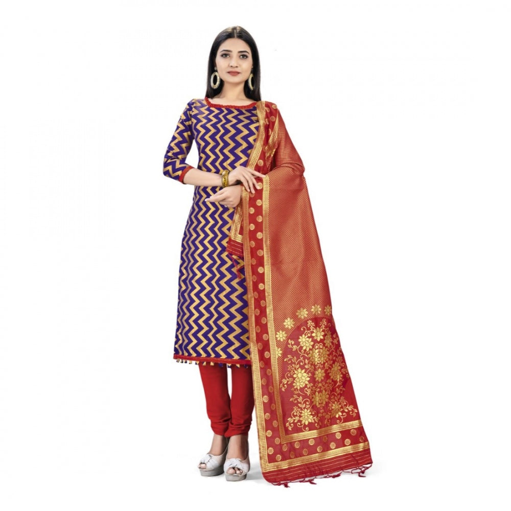 Banarasi Silk Unstitched Salwar-Suit Material Premium Quality With Dupatta