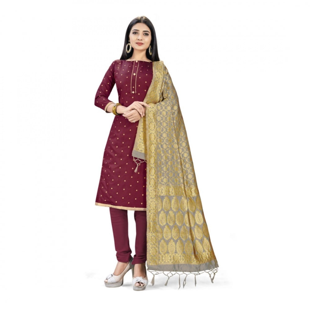 Banarasi Silk Unstitched Salwar-Suit Material Premium Quality With Dupatta