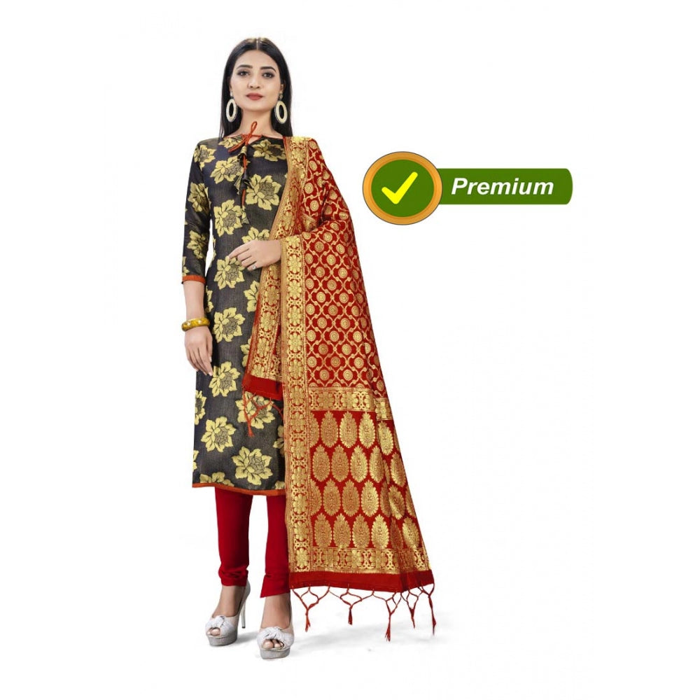 Banarasi Silk Unstitched Salwar-Suit Material Premium Quality With Dupatta