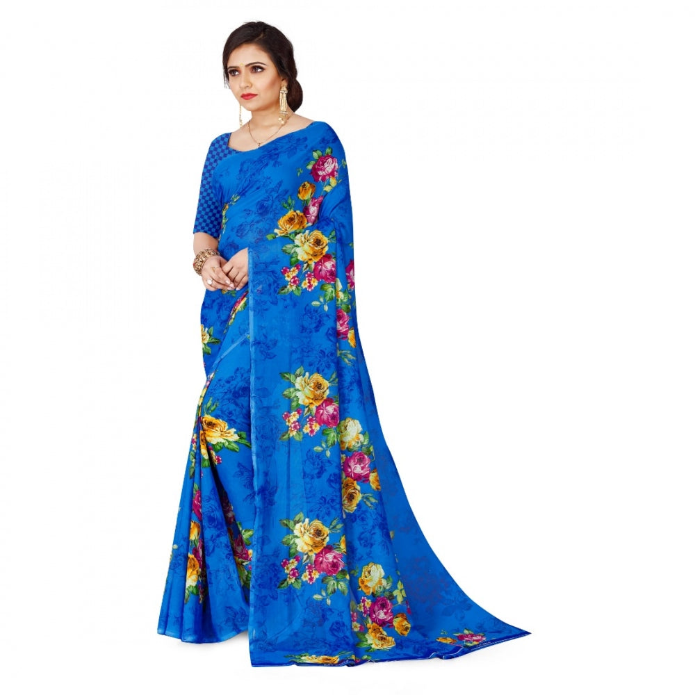 Faux Georgette Saree With Blouse