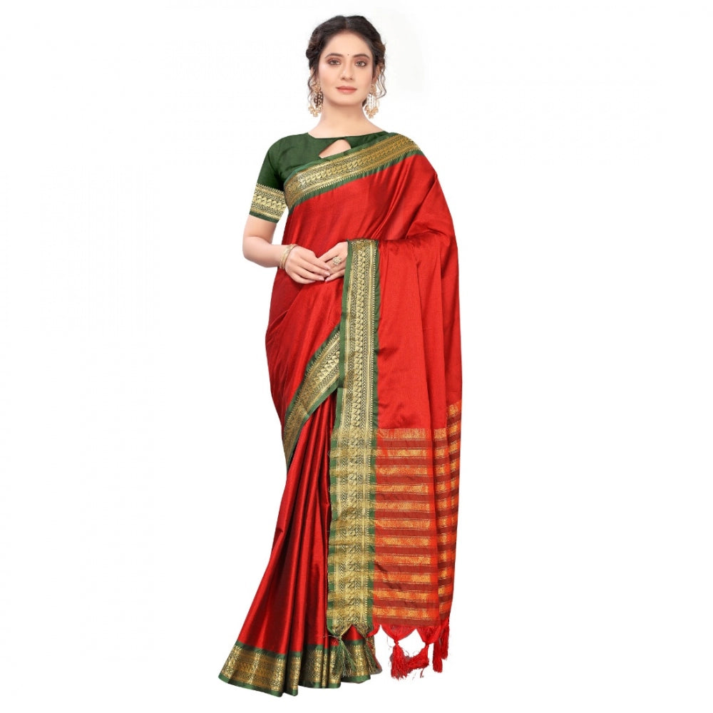 Cotton Silk  Saree With Blouse