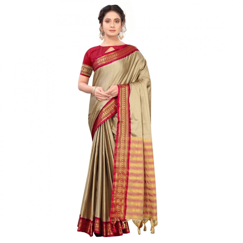 Cotton Silk  Saree With Blouse