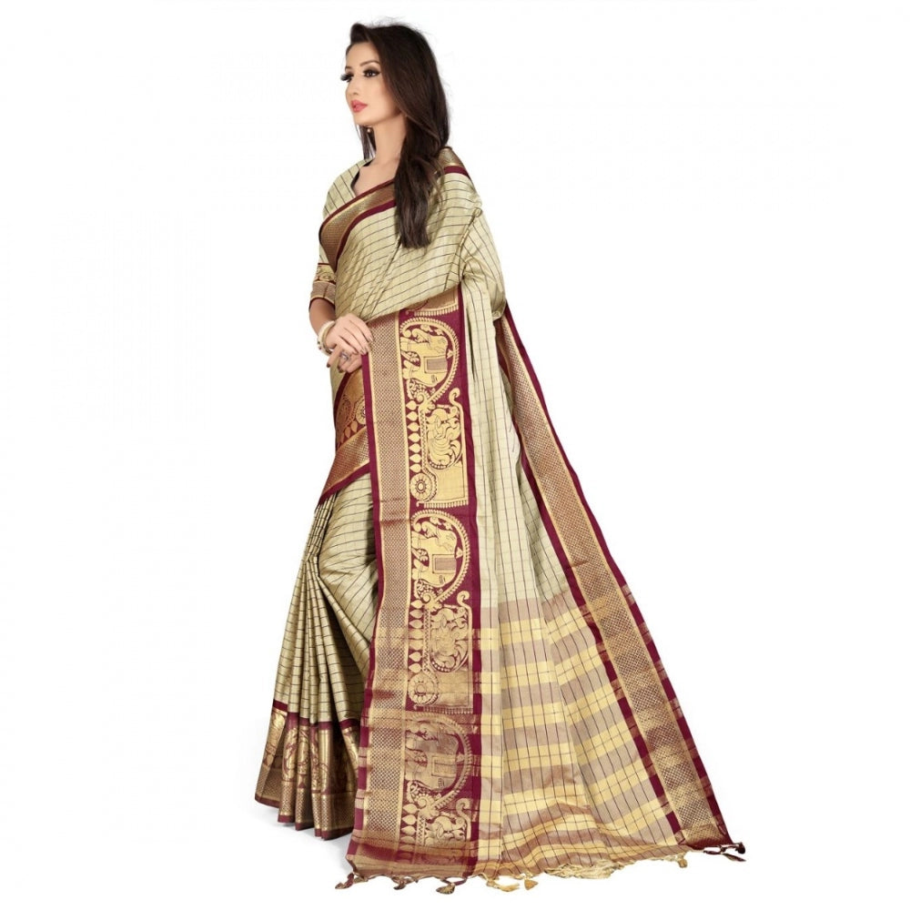 Cotton Silk  Saree With Blouse