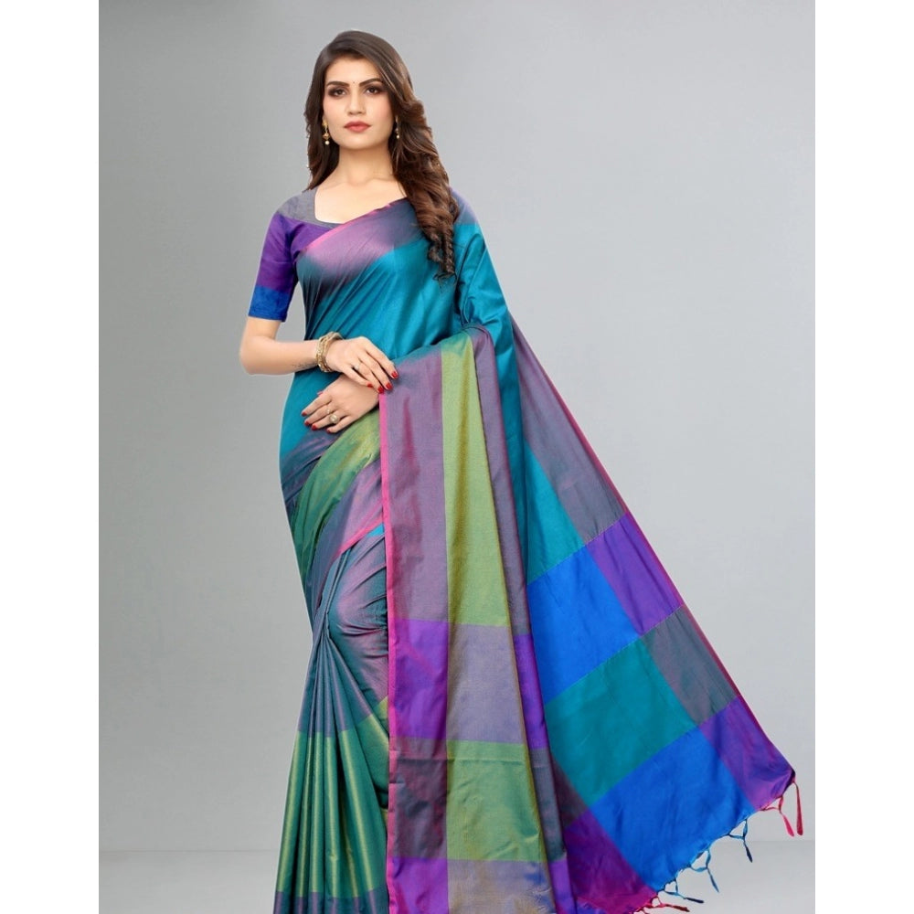 Cotton Silk Saree With Blouse