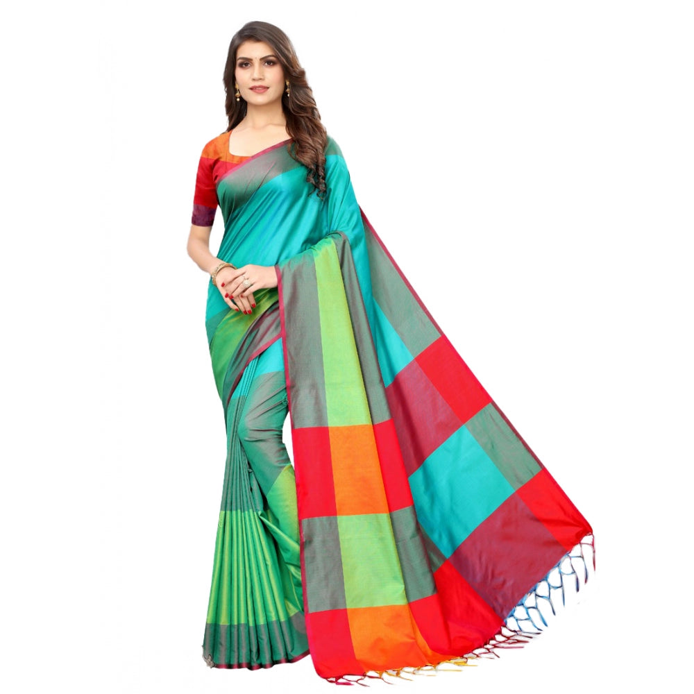 Cotton Silk Saree With Blouse