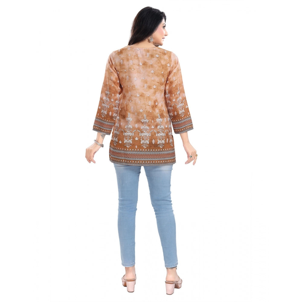 3/4th Sleeve Faux Crepe Tunic Short Top