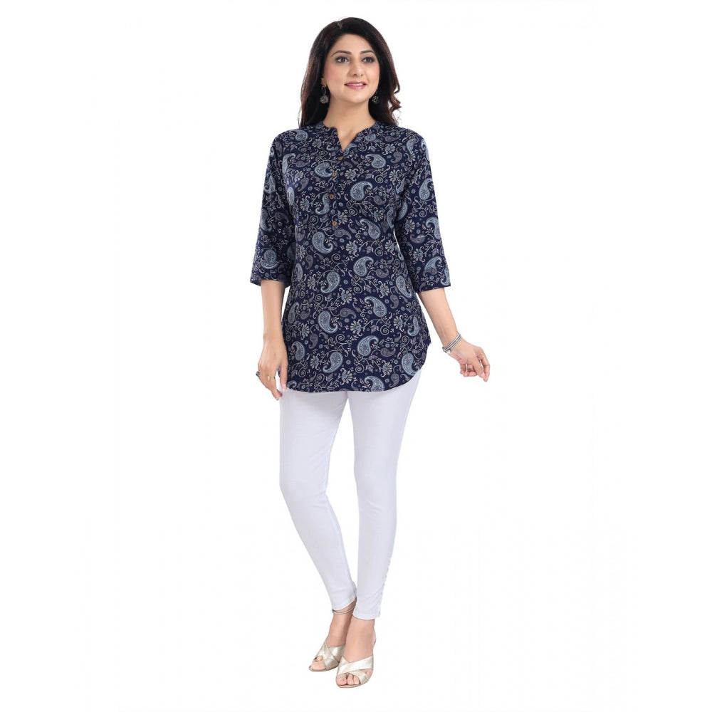 3/4th Sleeve Polyester Tunic Short Top