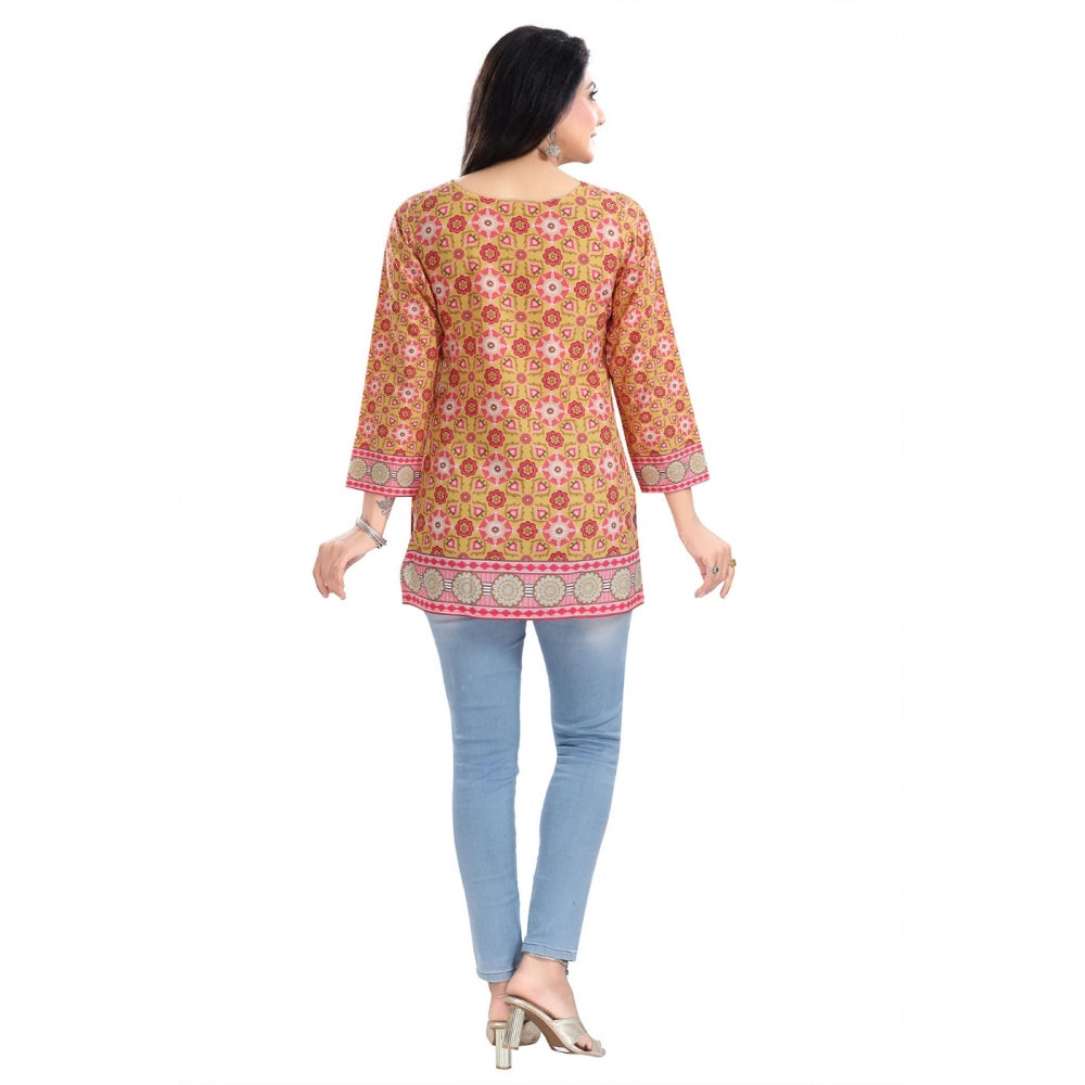 3/4th Sleeve Faux Crepe Tunic Short Top