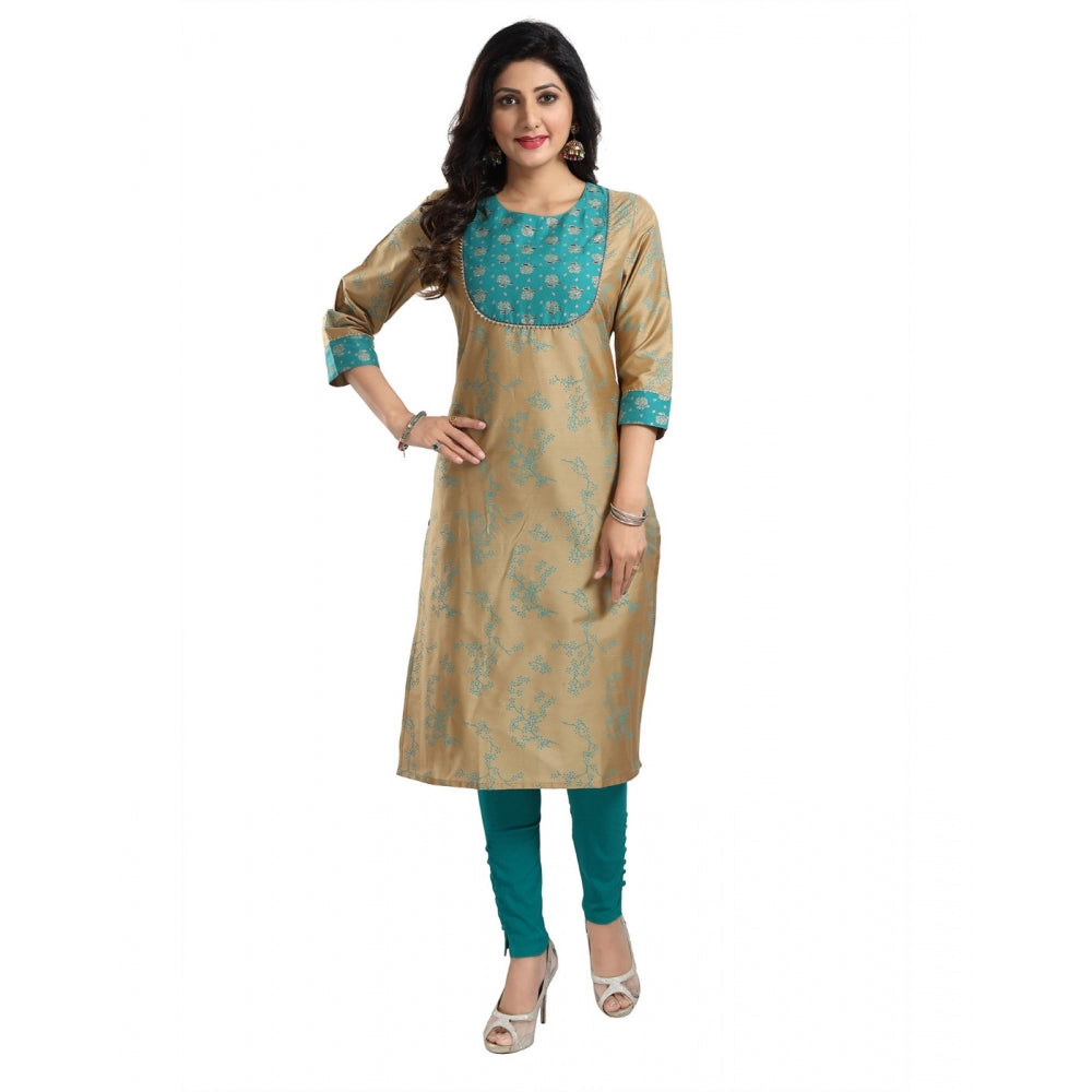 3/4th Sleeve Silk Blend Tunic Long Kurti