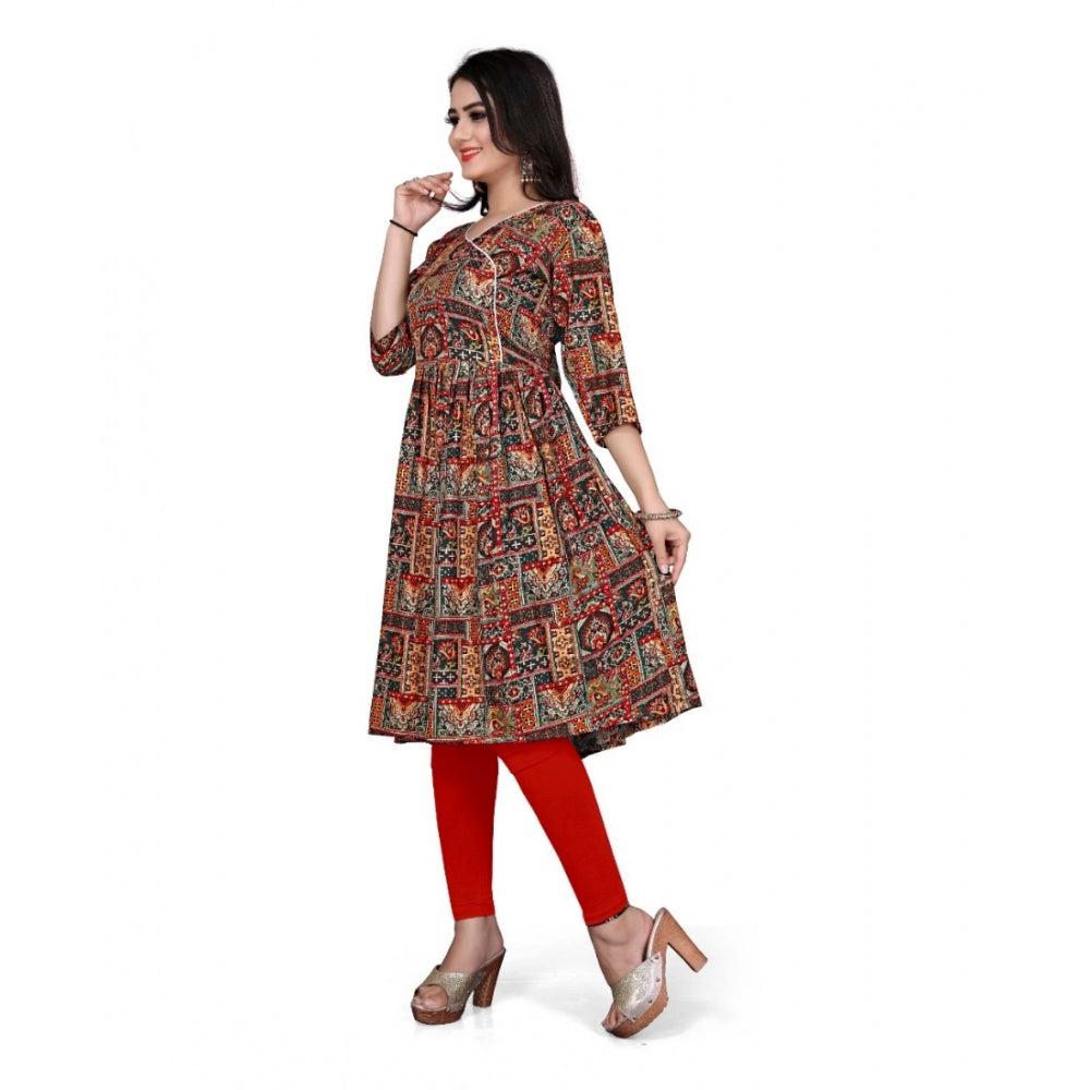 Rayon Foil Printed Straight Kurti