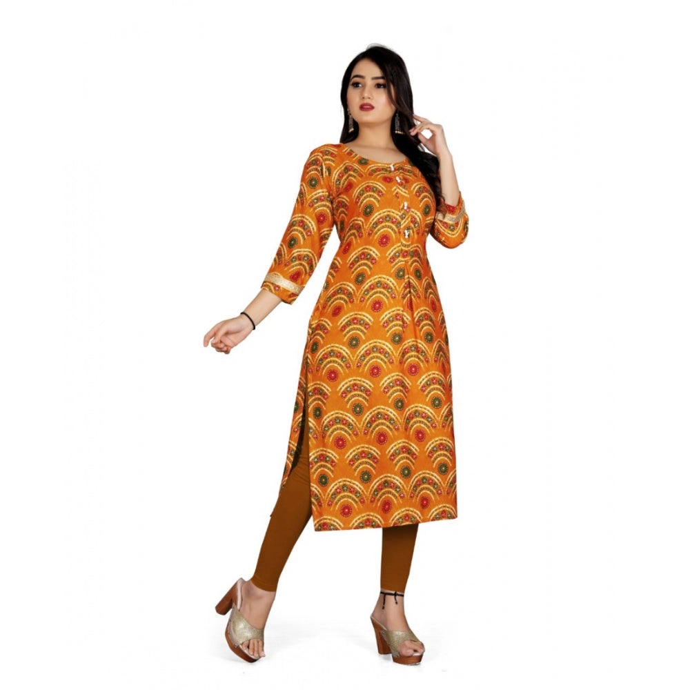 Rayon Foil Printed Straight Kurti