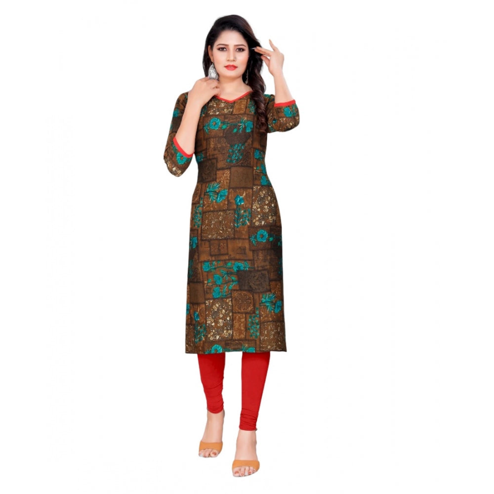 Rayon Foil Printed Straight Kurti