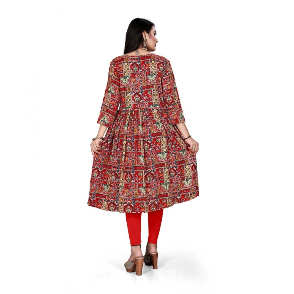 Rayon Foil Printed Straight Kurti