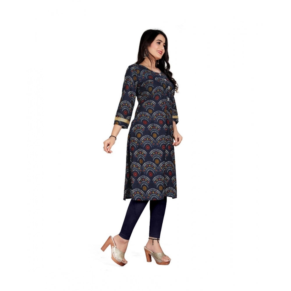 Rayon Foil Printed Straight Kurti