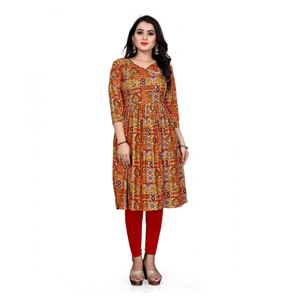 Rayon Foil Printed Straight Kurti