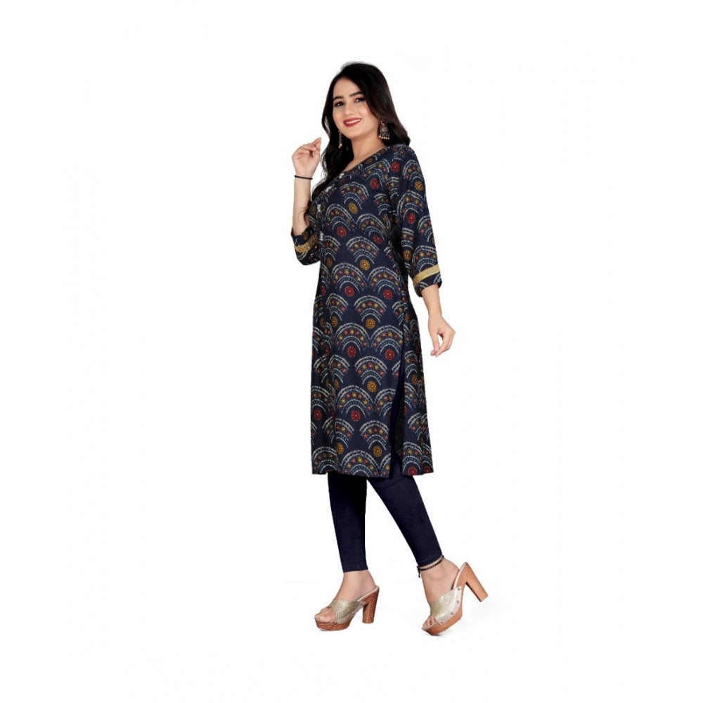 Rayon Foil Printed Straight Kurti