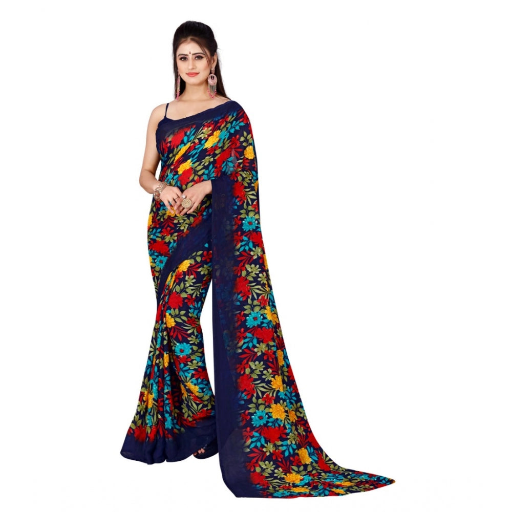 Poly Georgette Printed Saree Without Blouse