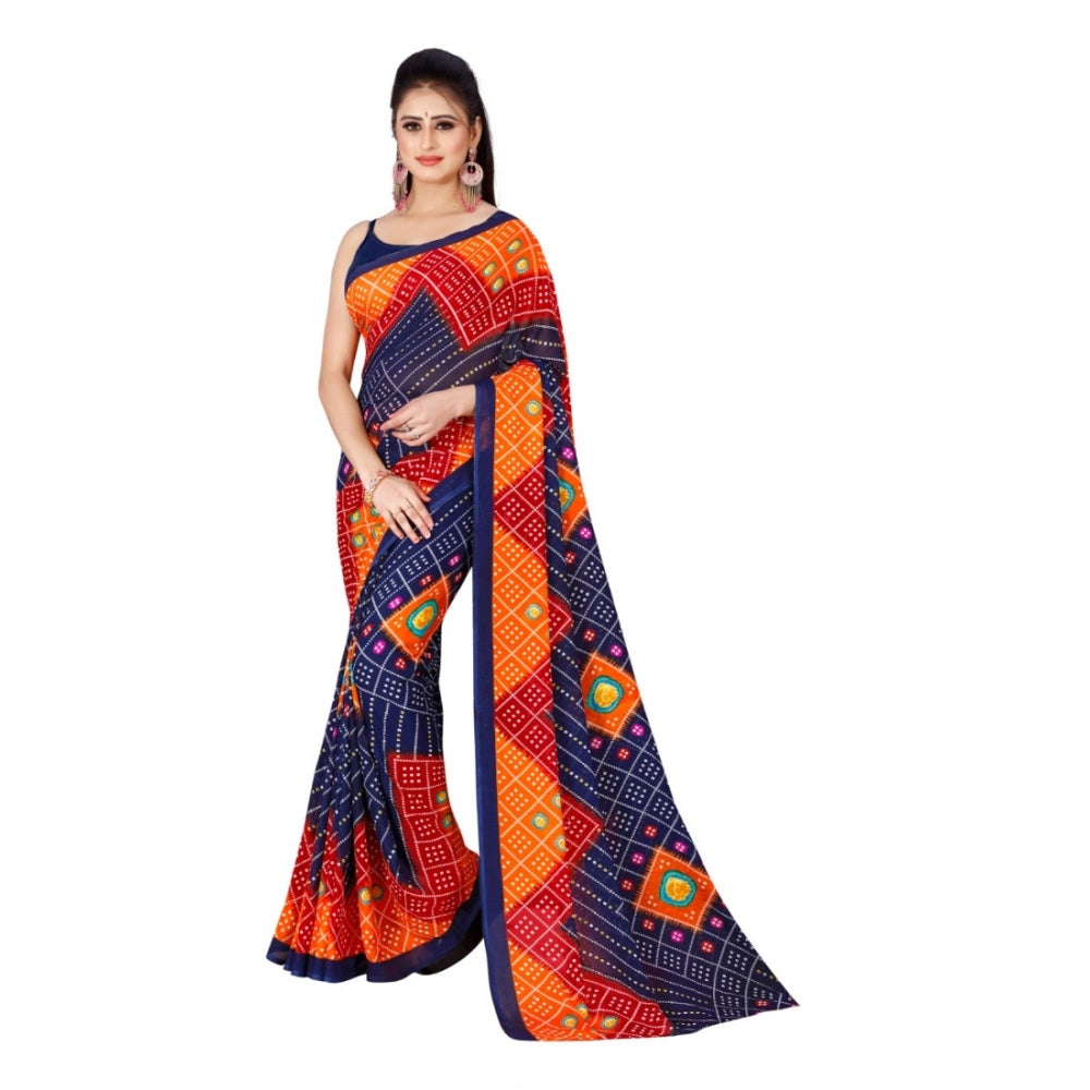 Poly Georgette Printed Saree Without Blouse