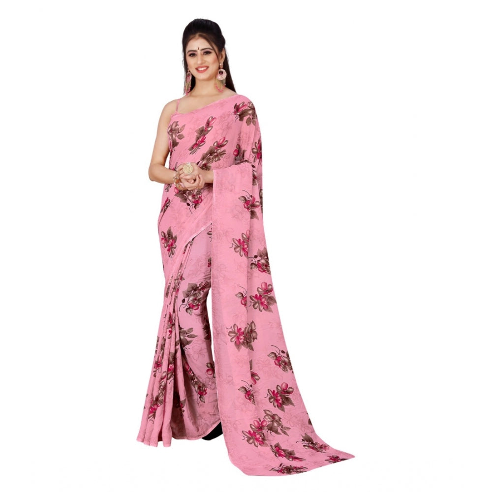 Poly Georgette Printed Saree Without Blouse