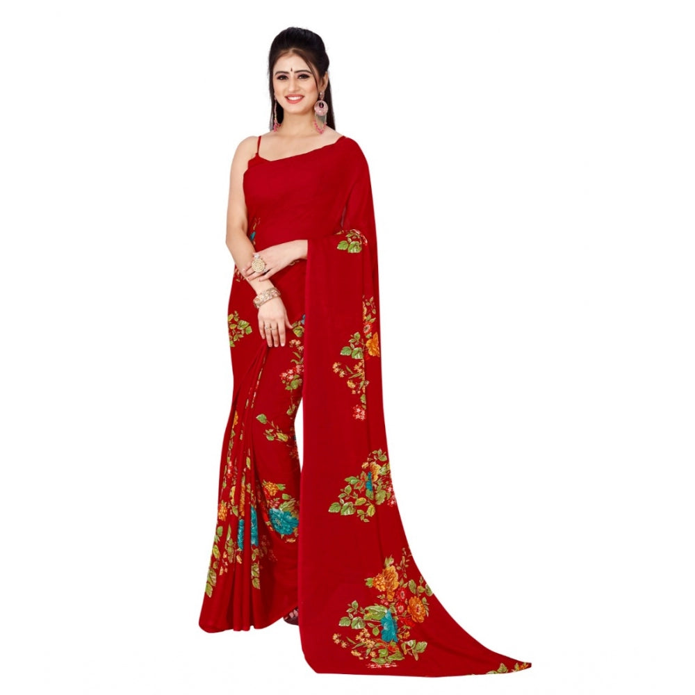 Poly Georgette Printed Saree Without Blouse