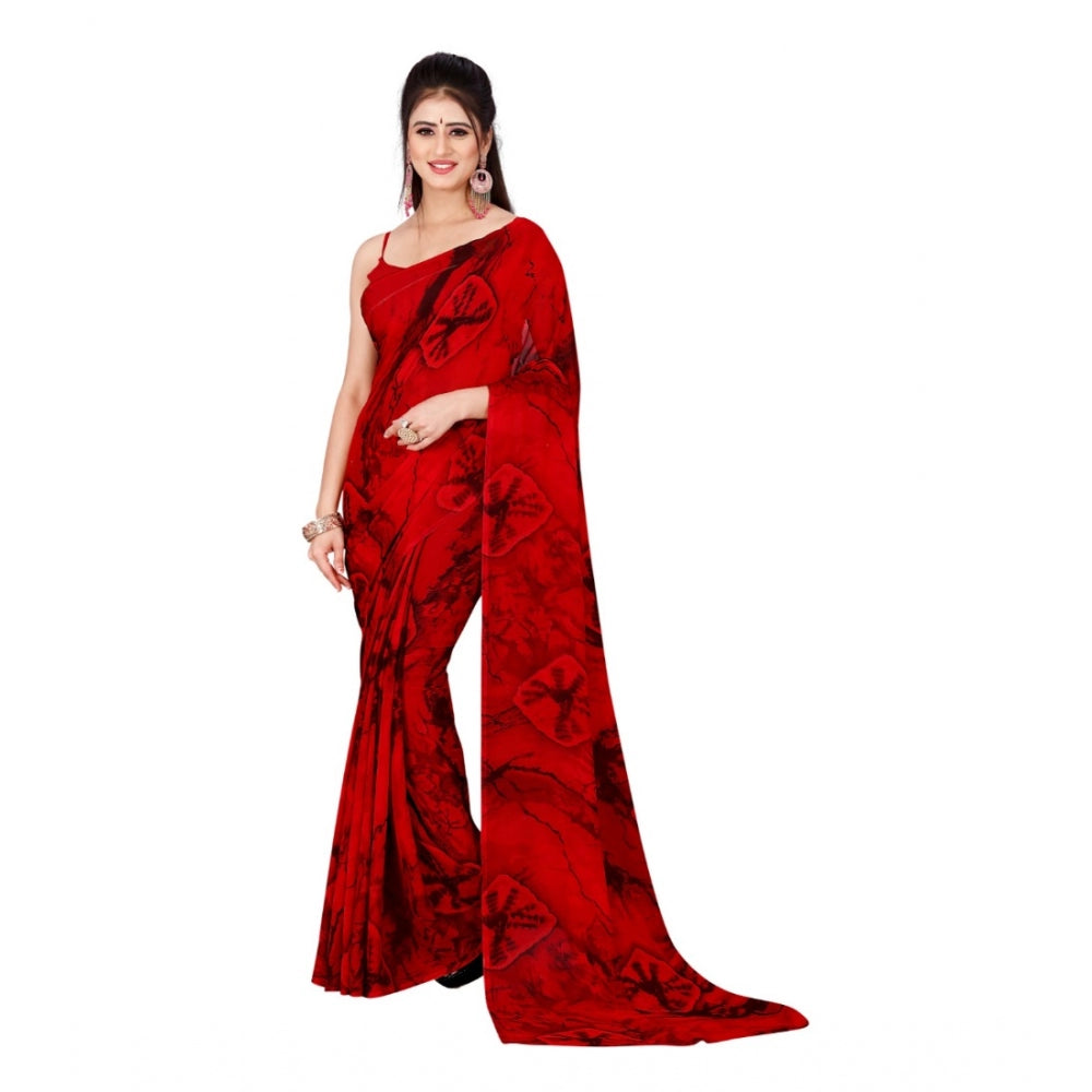 Poly Georgette Printed Saree Without Blouse