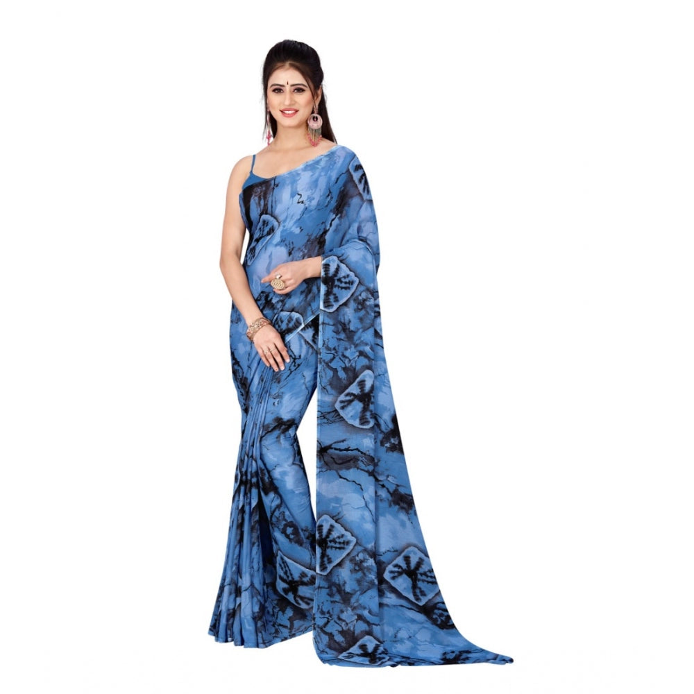 Poly Georgette Printed Saree Without Blouse