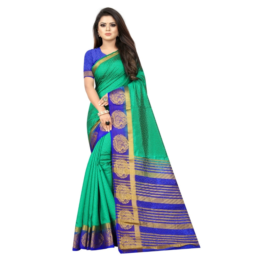 Kanjivaram Silk Saree With Unstitched Blouse Piece