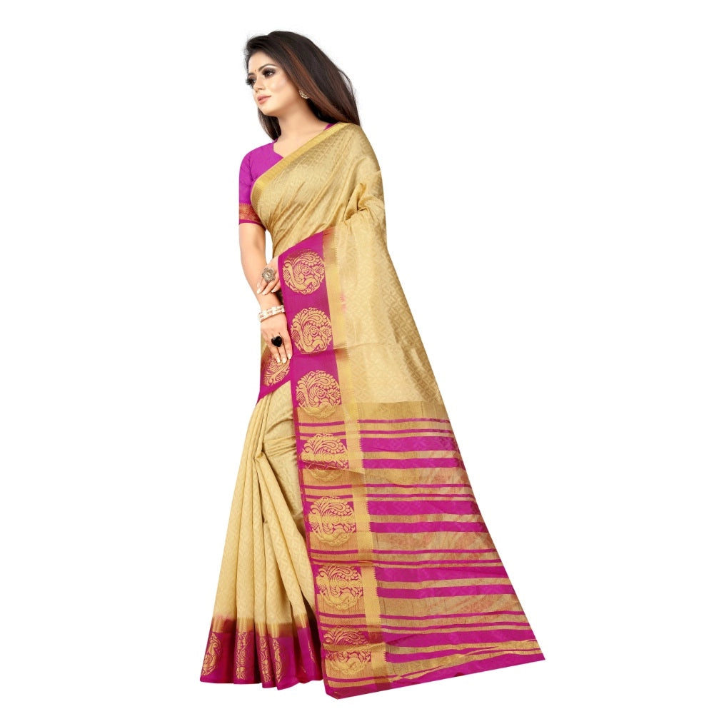 Kanjivaram Silk Saree With Unstitched Blouse Piece