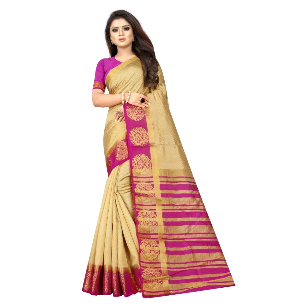 Kanjivaram Silk Saree With Unstitched Blouse Piece