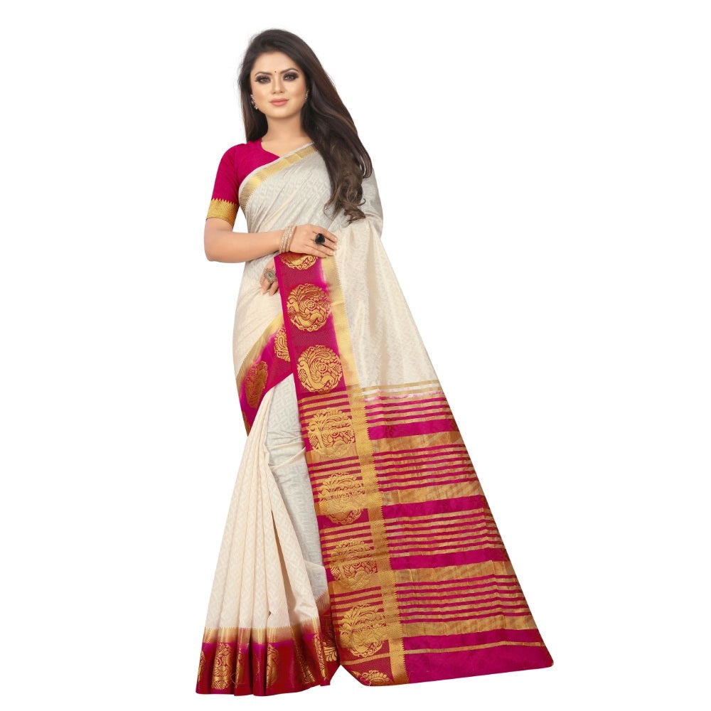 Kanjivaram Silk Saree With Unstitched Blouse Piece