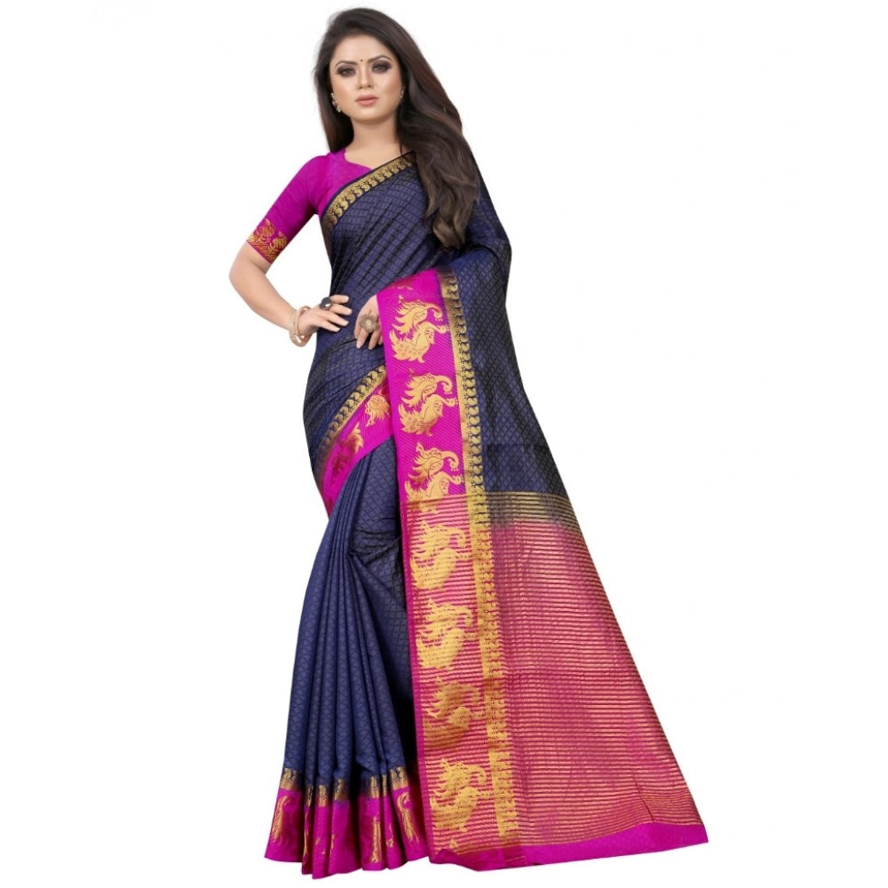 Kanjivaram Silk Saree With Unstitched Blouse Piece