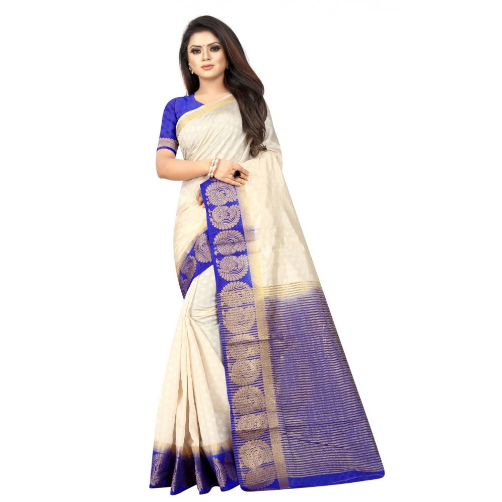 Kanjivaram Silk Saree With Unstitched Blouse Piece