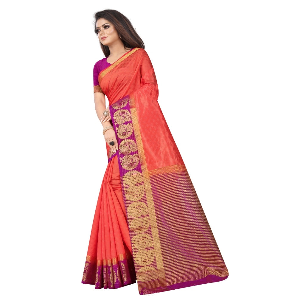 Kanjivaram Silk Saree With Unstitched Blouse Piece