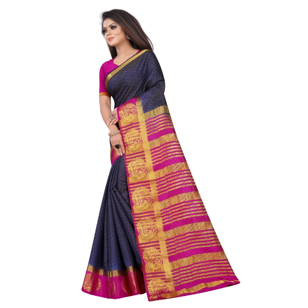 Kanjivaram Silk Saree With Unstitched Blouse Piece