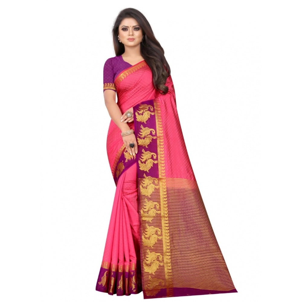 Kanjivaram Silk Saree With Unstitched Blouse Piece