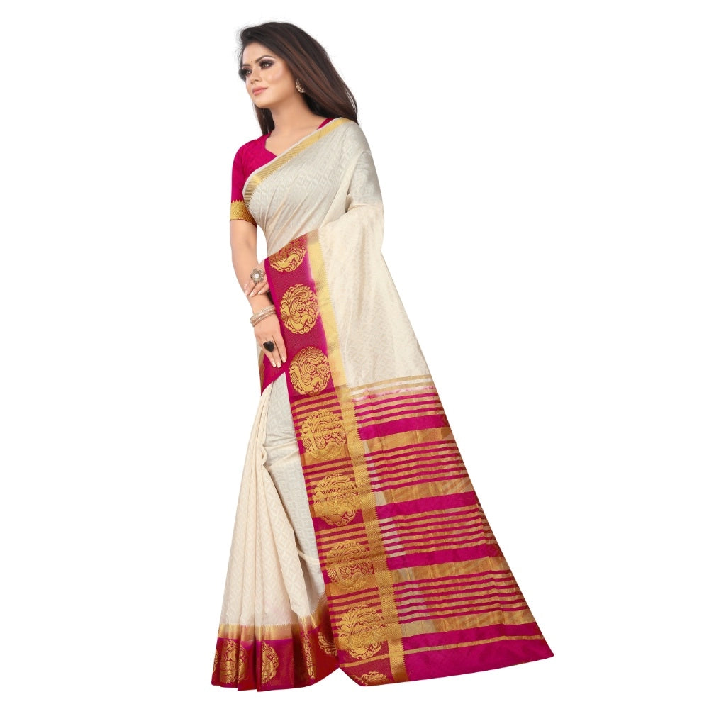 Kanjivaram Silk Saree With Unstitched Blouse Piece