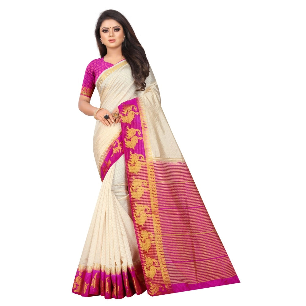 Kanjivaram Silk Saree With Unstitched Blouse Piece