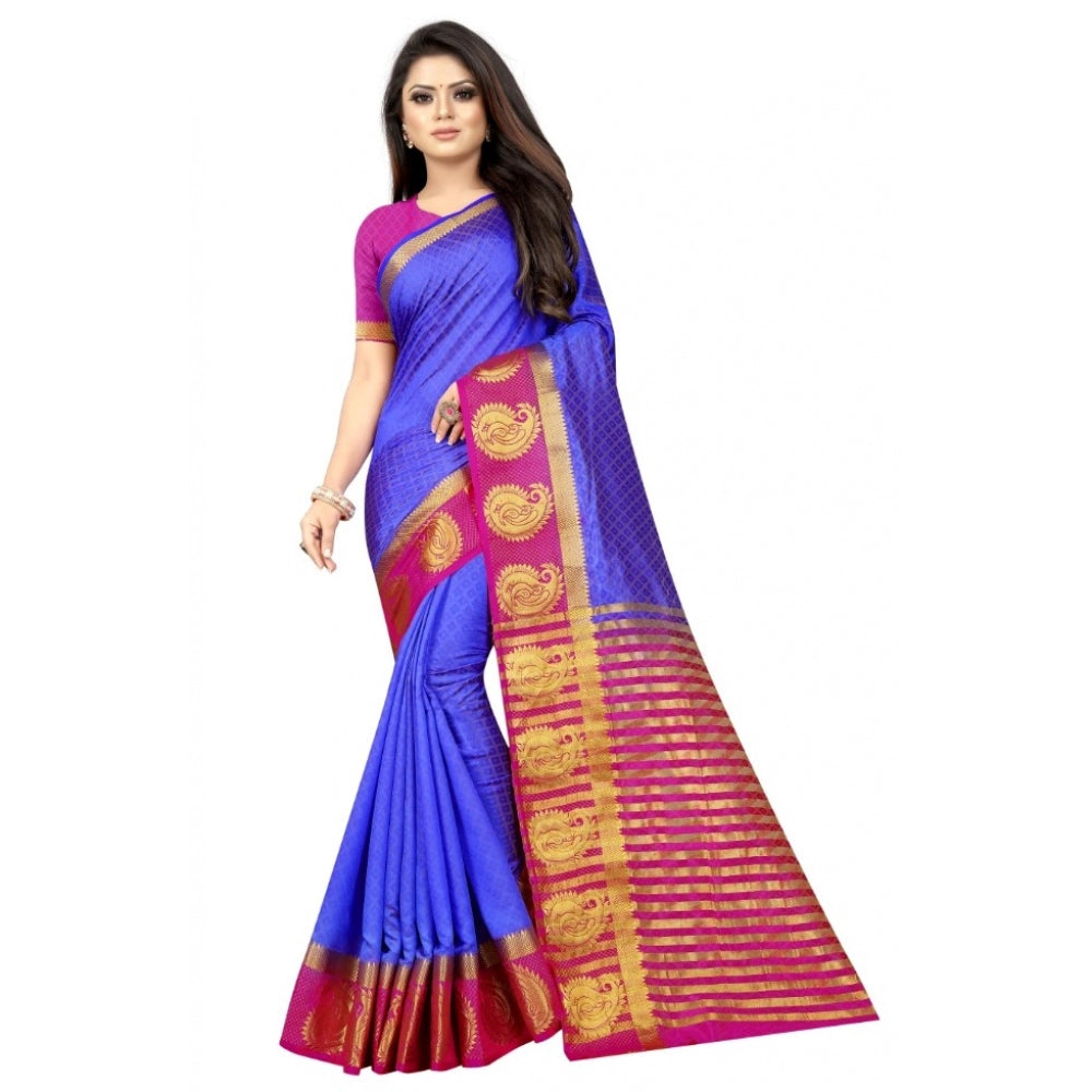 Kanjivaram Silk Saree With Unstitched Blouse Piece