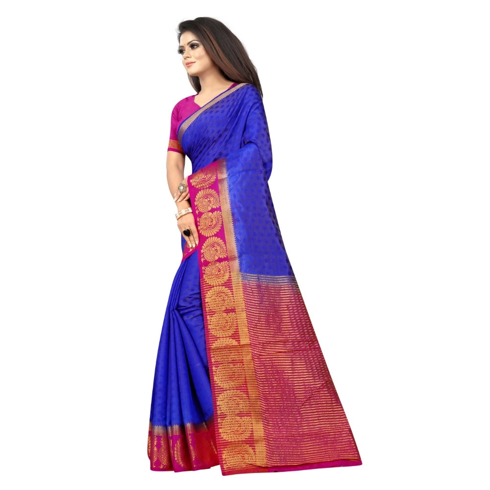 Kanjivaram Silk Saree With Unstitched Blouse Piece