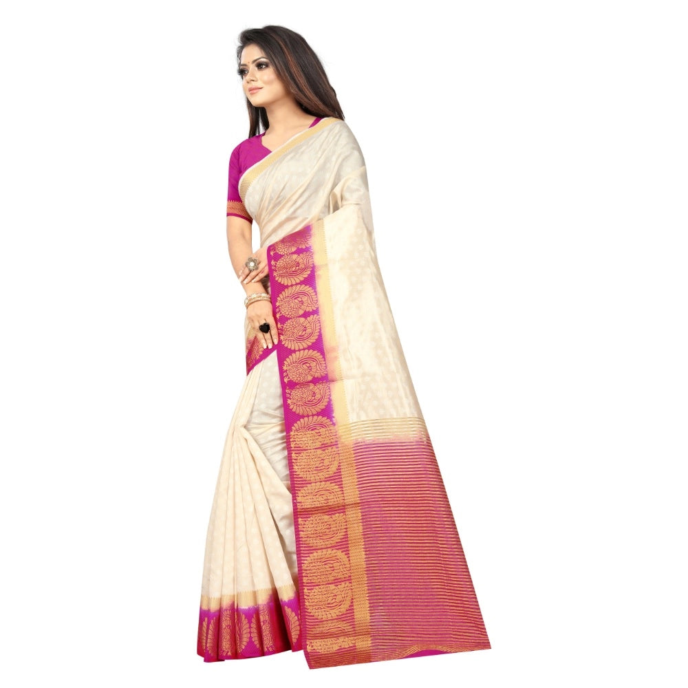 Kanjivaram Silk Saree With Unstitched Blouse Piece