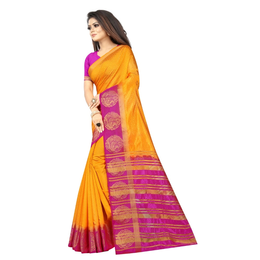 Kanjivaram Silk Saree With Unstitched Blouse Piece