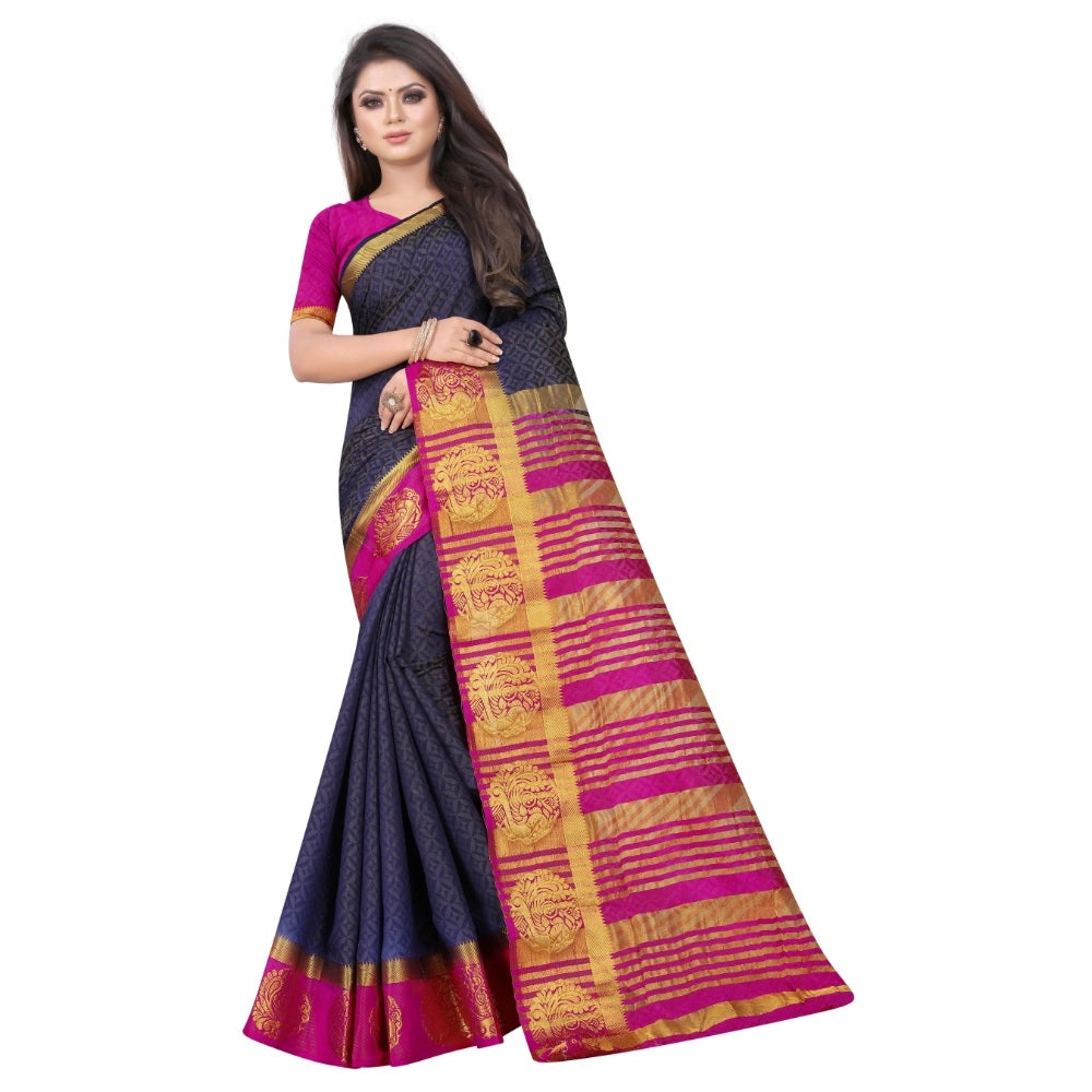 Kanjivaram Silk Saree With Unstitched Blouse Piece