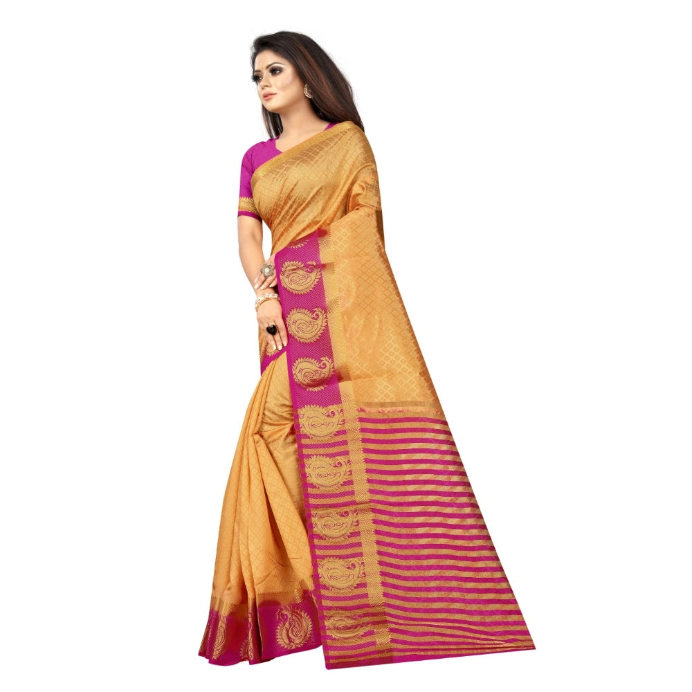 Kanjivaram Silk Saree With Unstitched Blouse Piece