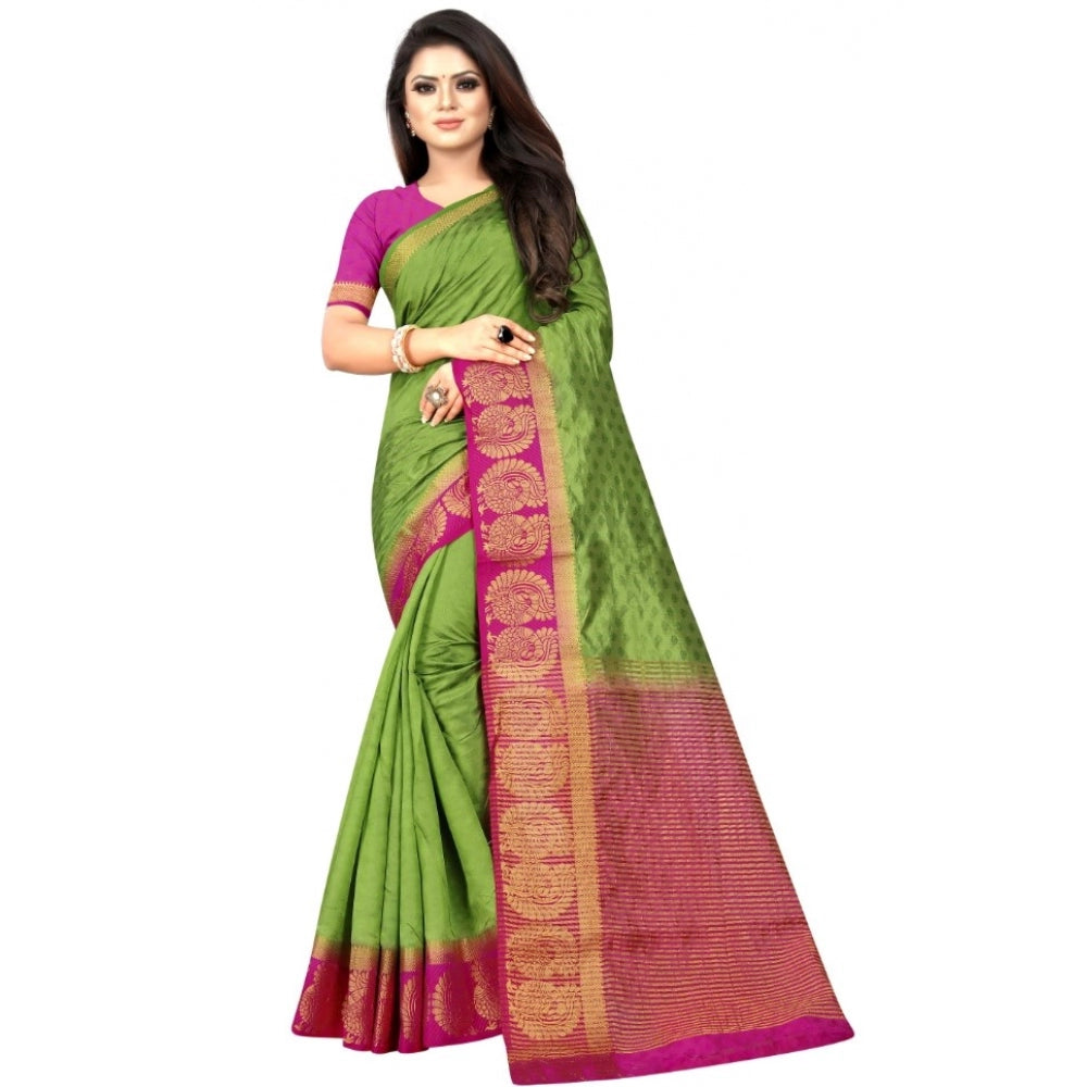 Kanjivaram Silk Saree With Unstitched Blouse Piece