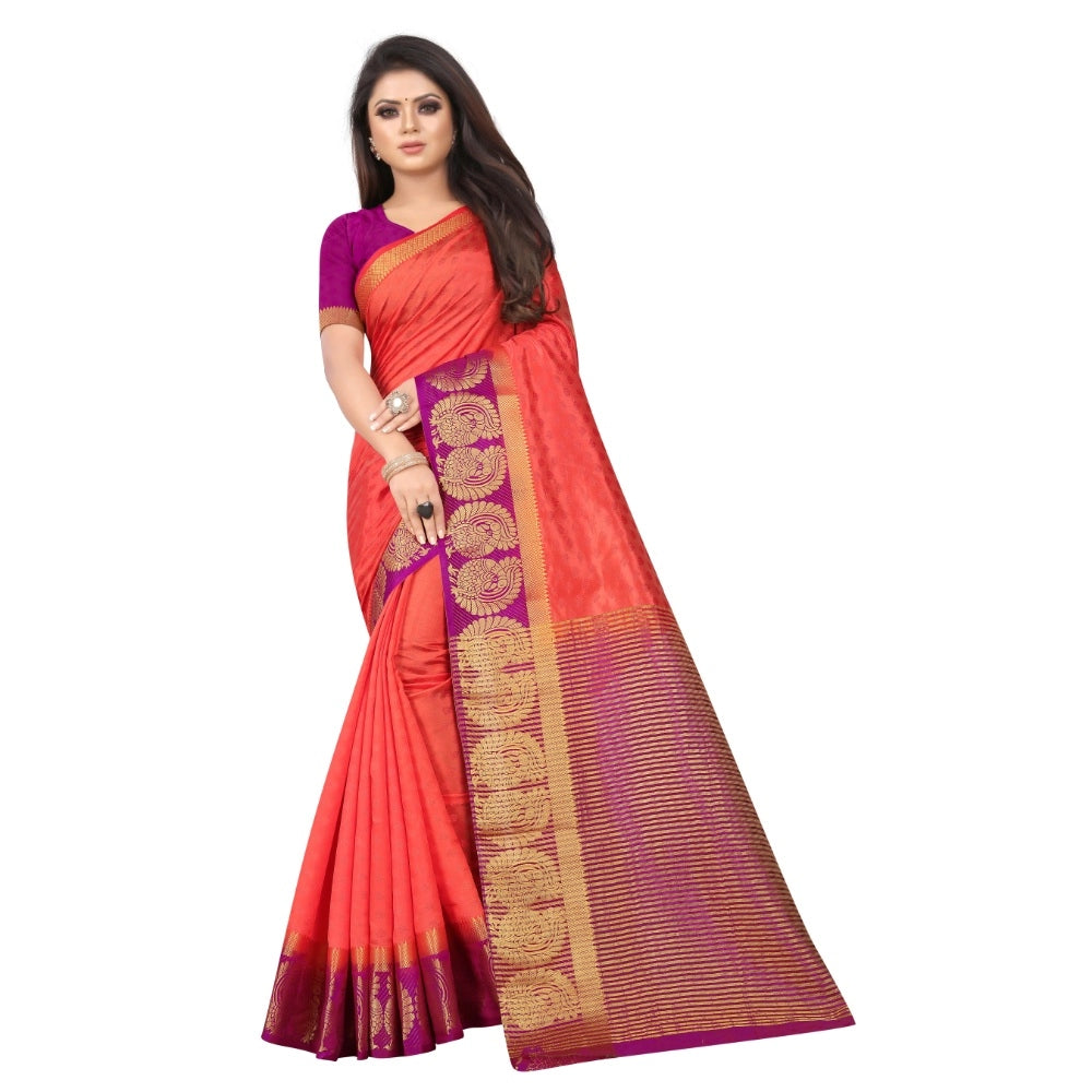 Kanjivaram Silk Saree With Unstitched Blouse Piece