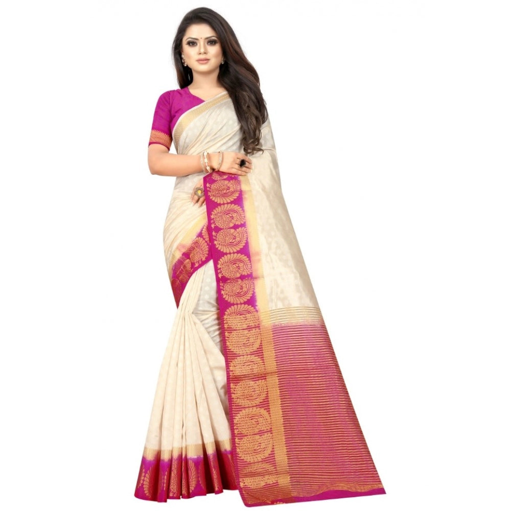 Kanjivaram Silk Saree With Unstitched Blouse Piece