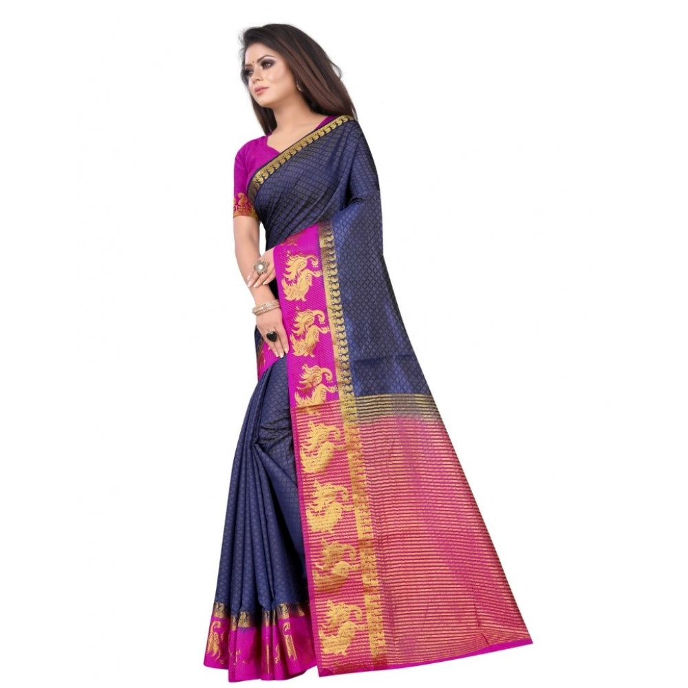 Kanjivaram Silk Saree With Unstitched Blouse Piece