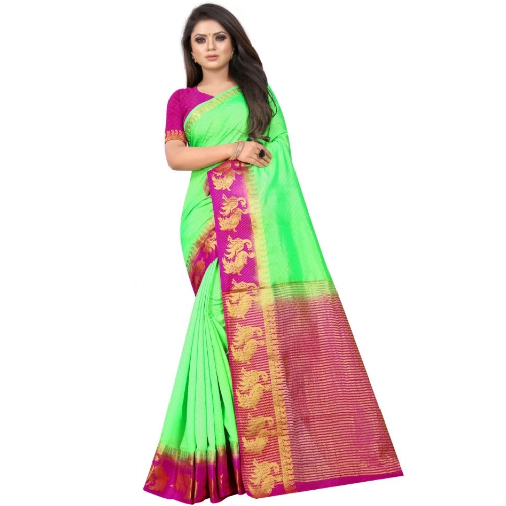 Kanjivaram Silk Saree With Unstitched Blouse Piece