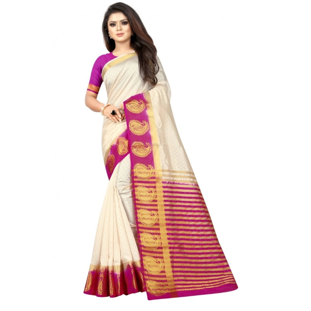 Kanjivaram Silk Saree With Unstitched Blouse Piece