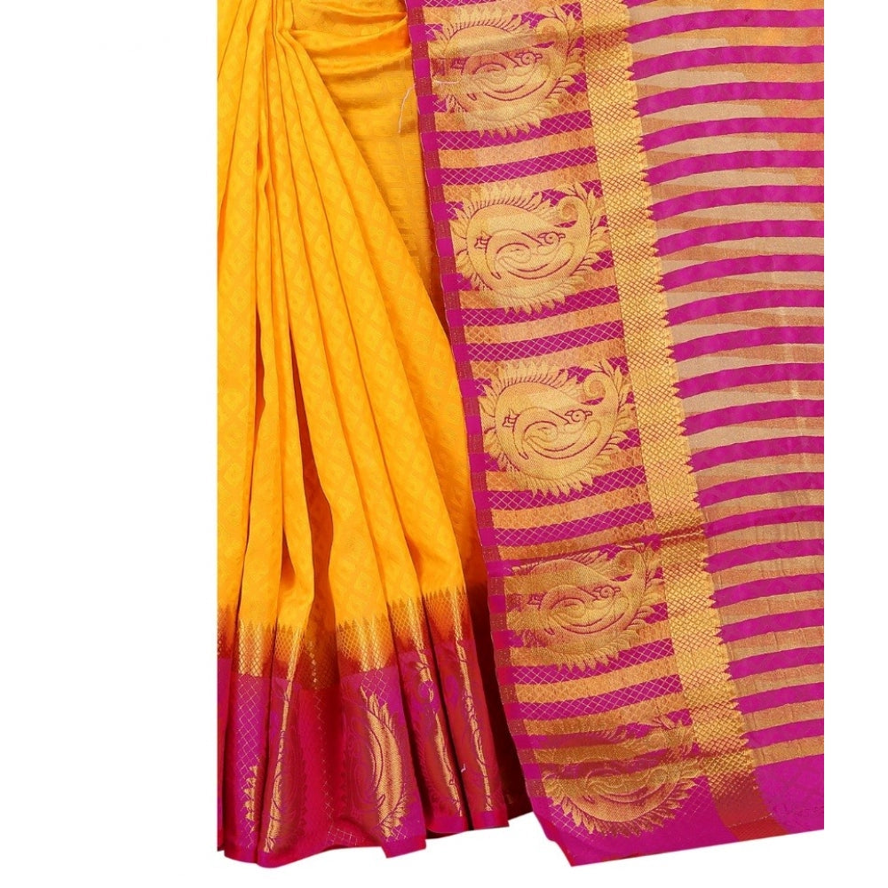 Kanjivaram Silk Saree With Unstitched Blouse Piece